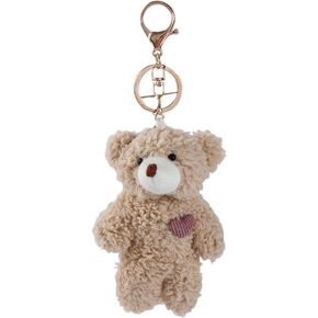 Brown Bear Pink Heart Plush Stuffed Keychain For Backpack, Plush Keychain, Soft Cotton Key Chain For DIY Keychain Crafts Stuffed Animals,Car Accessories