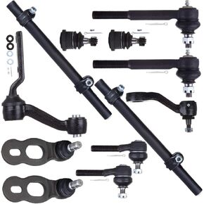 12pc Set Front Suspension Kit Tie Rod Ends Lower Ball Joints Tie Rod Ends Adjusting Sleeve Upper Ball Joints Idler Arm Pitman Arm Replacement for Ford for Crown Victoria