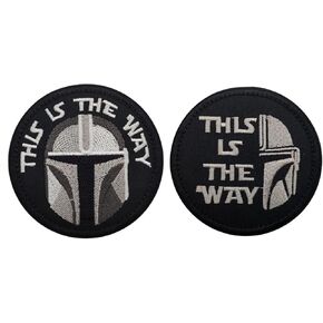 2 Pieces This is The Way Full Helmet Inspired Art Patch, Hook and Loop Backing, Funny Tactical Morale Military Patch Full Embroidery Patch for Bags, Backpacks, Clothes, Vest