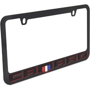 Eurosport Daytona- Compatible with 2018, Chevrolet Camaro Black Word with Shield- Black License Plate Frame