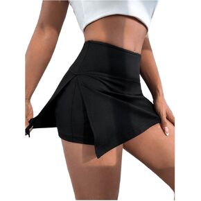 WDIRARA Women's High Waist Side Split Tennis Skirt Shorts Active Golf Athletic Skorts