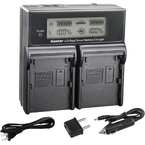 Kastar LCD Dual Fast Charger for Topcon BT-60Q BT-61Q BT-62Q BT-65Q BT-66Q GMS-2 Topcon BC-30 BC-30D BT-30 and Topcon Total Stations GTS-900A GPT 9000 GPT-9000A ROBOTIC