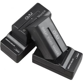 GVM 2 Packs NP-F750 Replacement Batteries 7.2V 4400mAh with Dual Travel Chargers, Compatible with NP-F550/570/750/770/960/970/DCR/DSR/HDR/FDR/HVR/HVL Camera Camcorder LED Video Light Slider Monitor