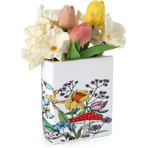 Uiifan Book Shaped Small Flower Vase Decorative Ceramic Vases Cute Home Decor for Bookshelf Dining Table Desk Office Home Decor Unique Vase for Book Lovers (Wild Flowers)