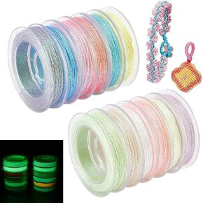 OLYCRAFT 223.2 Yards 12 Rolls Polyester Sewing Thread 0.6mm 9-Ply Polyester Cord Stitching Thread Cord Round Polyester Cord with Spool for DIY Bracelets Necklace Jewelry Making -12 Colors