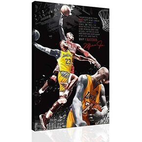 Basketball Kobe Bryant and Lebron James and MJ Dunk Canvas Wall Art Home Decor Lager Size Poster Painting (No Framed,8x10inch)