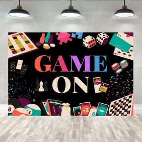 Lofaris Game On Backdrop Chess Card Gambling for Boys Birthday Photography Background Game Night Party Supplies Kids Adults Gaming Party Decorations Baby Shower Cake Table Photo Booth 5x3ft