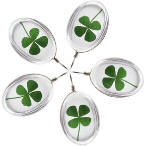 EXCEART Dried Flower Charms 5pcs Four Leaf Pendant Resin Jewelry Charms Shamrock Charm Pendants Pressed Flower Charms Trays Decorative Clovers Pendant Water Drop Dried Resin Flower