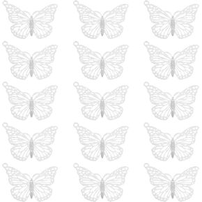 UNICRAFTALE Butterfly Flower Charms Stainless Steel Charms Back Bezel Pendants Metal Charms Animal Charms for DIY UV Resin Pressed Flower Crafts Necklace Bracelet Jewelry Making