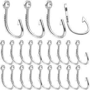 BronaGrand 50 Pieces Antique Silver Fish Hook Pendant Charms Tibetan Vintage Fishing Hook Charms Craft Supplies for DIY Jewelry Making Findings, 36.6 mm × 22.5 mm