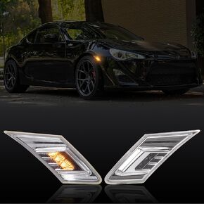LED Side Marker Lights Compatible with BRZ/ GT86 2013-2020, for FR-S 2013 2014 2015 2016, 2PCS Front Bumper Indicator Amber Turn Signal Lights White Running/Postion Lamp(Clear Lens)