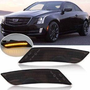 ATS/XT5 Amber LED Front Side Marker Lamps Replacement for 2013-2014 Cadillac ATS, 2017-2022 Cadillac XT5, 2019-2021 Chevy Blazer Clear Lens LED Turn Singal Lights Kits