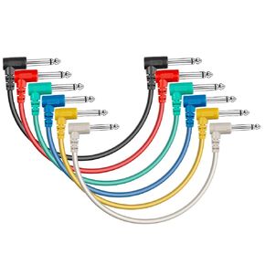 12 Inch Guitar Patch Colored Cable 6-Pack, 1/4 Instrument Cables for Effect Pedals Right Angle Patch Cable Right Angle Pedal Cable Kit