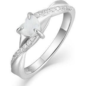 YL 925 Sterling Silver Engagement Rings Heart Cut 5MM Gemstone Infinity Band for Women