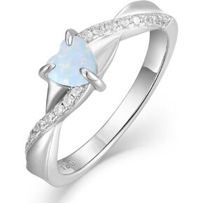 YL 925 Sterling Silver Engagement Rings Heart Cut 5MM Gemstone Infinity Band for Women