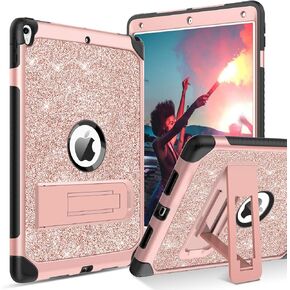 حافظة BENTOBEN iPad Air (الجيل الثالث) 10.5 بوصة 2019، حافظة iPad Pro 10.5 بوصة 2017، لامعة 3 طبقات شديدة التحمل مقاومة للصدمات، حافظة هجينة صلبة من البولي كربونات TPU، مسند ممتص للصدمات للأطفال iPad Air 3 غطاء الجيل، ذهبي وردي