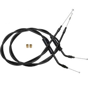 MoKitDora 40.3" Stainless Steel Braided Black Vinyl Coated Throttle Idle Cable Set for Harley 2007–2010 Softail FXST Custom Night Train Deuce FXSTB FXSTC FXSTD 12" Handlebar
