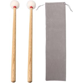 Yibuy 14inch Medium Hardness Maple White Hammerhead Timpani Felt Mallet 35mm Pack of 2