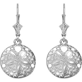 925 Sterling Silver Sea Star Sand Dollar Leverback Earrings