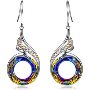 Rise From the Ashes" Phoenix Earrings, Sterling Silver Dangle Earrings with Crystals from Austria, Mother's Day Gift Birthday Gift