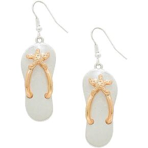 Liavy's Two Tone Starfish Flip-Flop Sandals Fashionable Metal Earrings - Fish Hook - Unique Gift and Souvenir