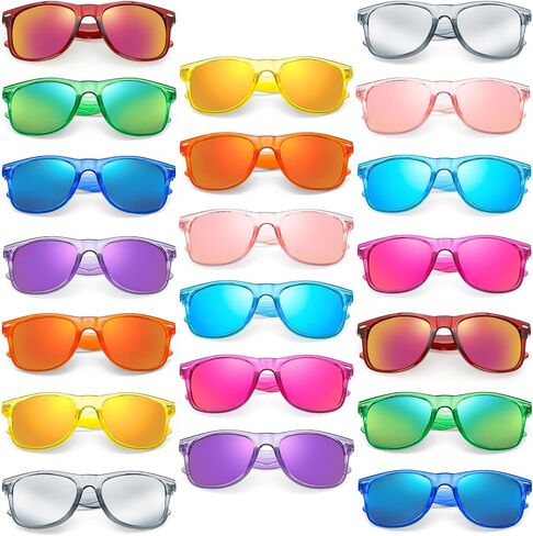 Pibupibu Wholesale Neon Party Sunglasses Bulk, Retro 80s 90s Mirror Colorful Sunglasses Party Favors Unisex in Saudi Arabia