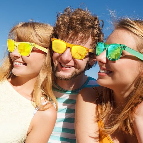 Pibupibu Wholesale Neon Party Sunglasses Bulk, Retro 80s 90s Mirror Colorful Sunglasses Party Favors Unisex in Saudi Arabia