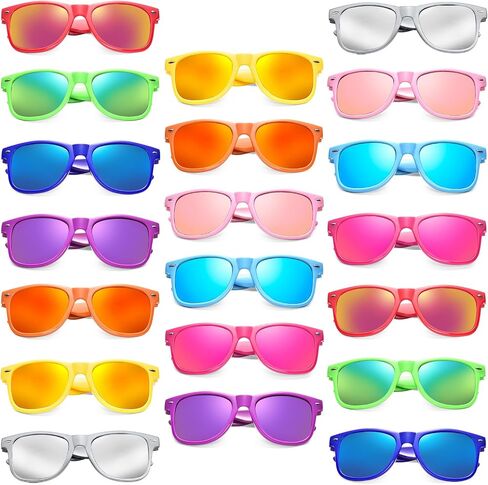 Pibupibu Wholesale Neon Party Sunglasses Bulk, Retro 80s 90s Mirror Colorful Sunglasses Party Favors Unisex in Saudi Arabia