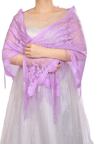 Women Lace Wraps Shawls Tassel Triangle Shawls and Wraps for Party Wedding Evening Dresses in Saudi Arabia
