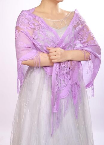 Women Lace Wraps Shawls Tassel Triangle Shawls and Wraps for Party Wedding Evening Dresses in Saudi Arabia