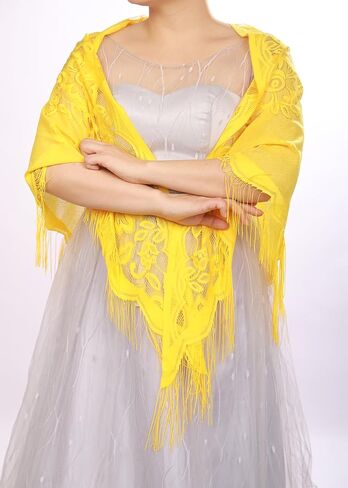 Women Lace Wraps Shawls Tassel Triangle Shawls and Wraps for Party Wedding Evening Dresses in Saudi Arabia