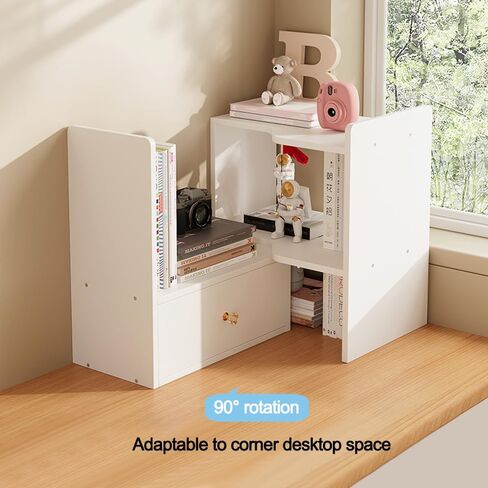 رف كتب خشبي قابل للتوسيع، رف مكتب خشبي قابل للتعديل، رف تخزين علوي، خزانة كتب للمكتب والمنزل (أسود) in Kuwait