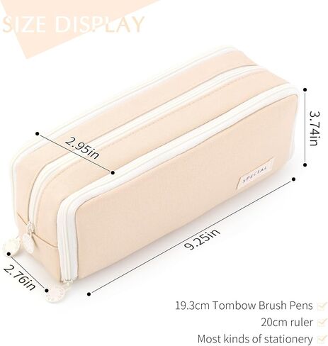 CICIMELON Large Capacity Pencil Case 3 Compartment Pouch Pen Bag for School Teen Girl Boy Men Women (Pink) in Kuwait