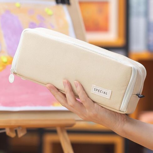 CICIMELON Large Capacity Pencil Case 3 Compartment Pouch Pen Bag for School Teen Girl Boy Men Women (Pink) in Kuwait