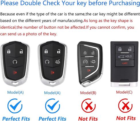 for Cadillac Key Fob Cover,Keychain,Zinc Alloy Protection Car Key Case for 2015-2019 Escalade CTS SRX XT5 ATS STS CT6 XTS XT4 Smart Remote Keyshell Accessories(for Cadillac Style A Grey) in Saudi Arabia