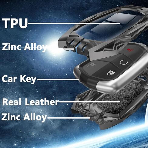 for Cadillac Key Fob Cover,Keychain,Zinc Alloy Protection Car Key Case for 2015-2019 Escalade CTS SRX XT5 ATS STS CT6 XTS XT4 Smart Remote Keyshell Accessories(for Cadillac Style A Grey) in Saudi Arabia