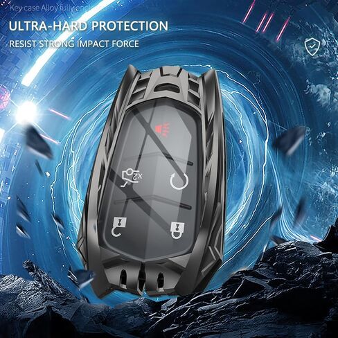 for Cadillac Key Fob Cover,Keychain,Zinc Alloy Protection Car Key Case for 2015-2019 Escalade CTS SRX XT5 ATS STS CT6 XTS XT4 Smart Remote Keyshell Accessories(for Cadillac Style A Grey) in Saudi Arabia