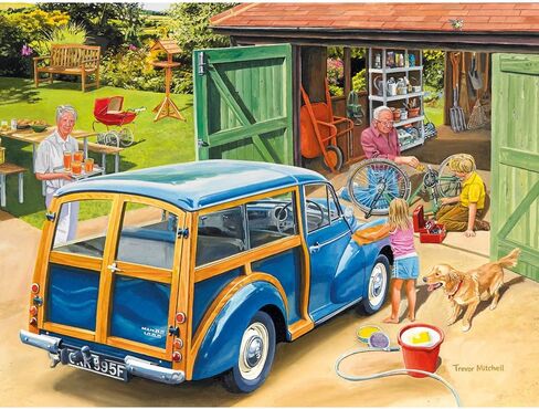 Bits and Pieces - 300 Large Piece Jigsaw Puzzle for Adults - Washing Grandpa's Car - 300 pc Summer Scene Jigsaw by Artist Trevor Mitchell in Saudi Arabia
