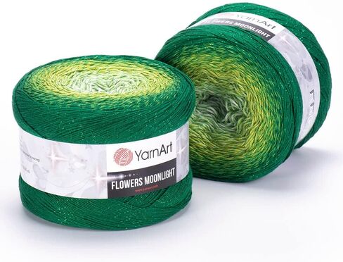 1 Ball YarnArt Flowers Moonlight Glitter Cotton Yarn, Soft, Rainbow Crochet, Metallic Lurex Handknit Shiny, Silvery Cake, Multicolor Cotton, Weight 9.17oz Length 1093 Yards, Sport Yarn 3267 in Saudi Arabia
