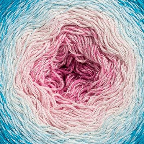 1 Ball YarnArt Flowers Moonlight Glitter Cotton Yarn, Soft, Rainbow Crochet, Metallic Lurex Handknit Shiny, Silvery Cake, Multicolor Cotton, Weight 9.17oz Length 1093 Yards, Sport Yarn 3267 in Saudi Arabia