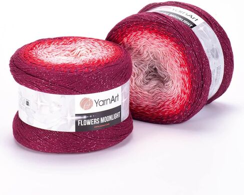 1 Ball YarnArt Flowers Moonlight Glitter Cotton Yarn, Soft, Rainbow Crochet, Metallic Lurex Handknit Shiny, Silvery Cake, Multicolor Cotton, Weight 9.17oz Length 1093 Yards, Sport Yarn 3267 in Saudi Arabia