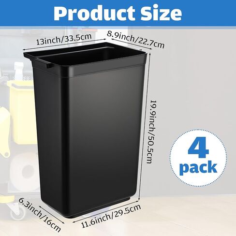 4 Pack Clean Bus Tub Plastic Black Small Bus Box Heavy Duty Restaurant Tub Fits Rolling Utility Cart for Restaurant, Kitchen, Cafeteria Organization Cleaning (19.9 x 13 x 8.9 Inch) in Saudi Arabia