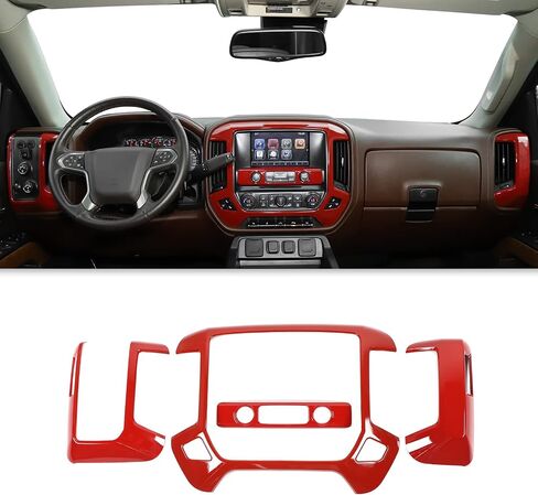 CheroCar for Chevy Silverado Center Console Cover Panel Interior Trim Decoration Accessories for 2010-2017 Chevy Silverado GMC Sierra(Carbon Fiber Gear) in Saudi Arabia