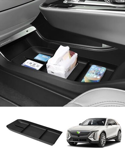Autorder Center Console Organizer for 2023 2024 Cadillac Lyriq Accessories Armrest Storage Box Secondary Insert Tray with Anti-Slip Mat in Saudi Arabia