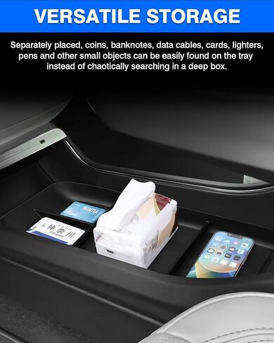 Autorder Center Console Organizer for 2023 2024 Cadillac Lyriq Accessories Armrest Storage Box Secondary Insert Tray with Anti-Slip Mat in Saudi Arabia