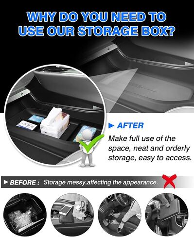 Autorder Center Console Organizer for 2023 2024 Cadillac Lyriq Accessories Armrest Storage Box Secondary Insert Tray with Anti-Slip Mat in Saudi Arabia