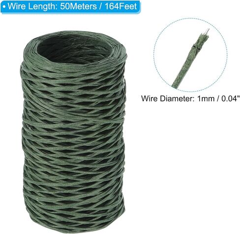 PATIKIL 164 Feet Floral Bind Wire Wrap Twine, 1mm Florist Wire Iron Wire Paper Covered Vine Wrapping Binding Wire for Flower Bouquets, Green in Saudi Arabia