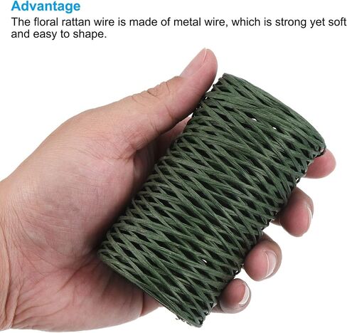 PATIKIL 164 Feet Floral Bind Wire Wrap Twine, 1mm Florist Wire Iron Wire Paper Covered Vine Wrapping Binding Wire for Flower Bouquets, Green in Saudi Arabia