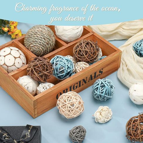Riceshoot 2 Pack Decorative Balls Potpourri Bowl Filler Decor Natural Vase Bowl Filler Assorted Spherical Rattan Twigs Wicker Balls Cotton for Home Decor Centerpiece(White) in Saudi Arabia