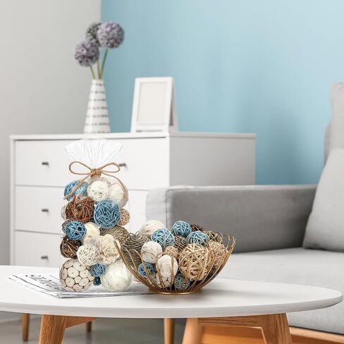 Riceshoot 2 Pack Decorative Balls Potpourri Bowl Filler Decor Natural Vase Bowl Filler Assorted Spherical Rattan Twigs Wicker Balls Cotton for Home Decor Centerpiece(White) in Saudi Arabia